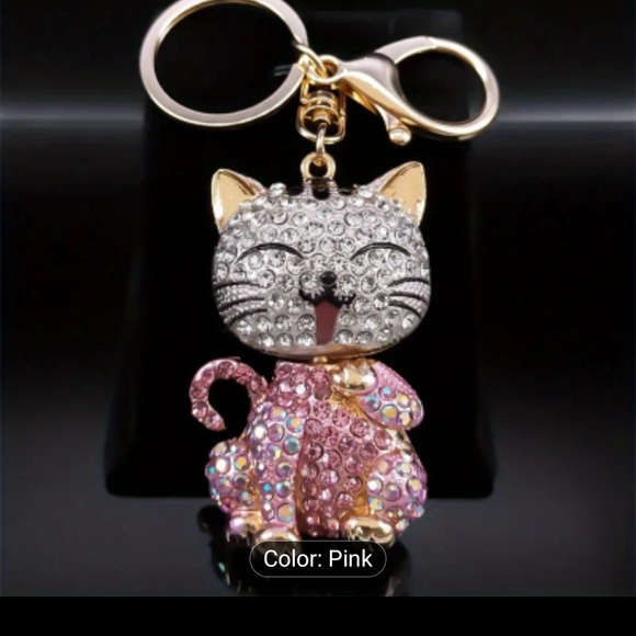 🆕️😻 RHINESTONE CAT BAG CHARM / KEY CHAIN😻 - Picture 3 of 10